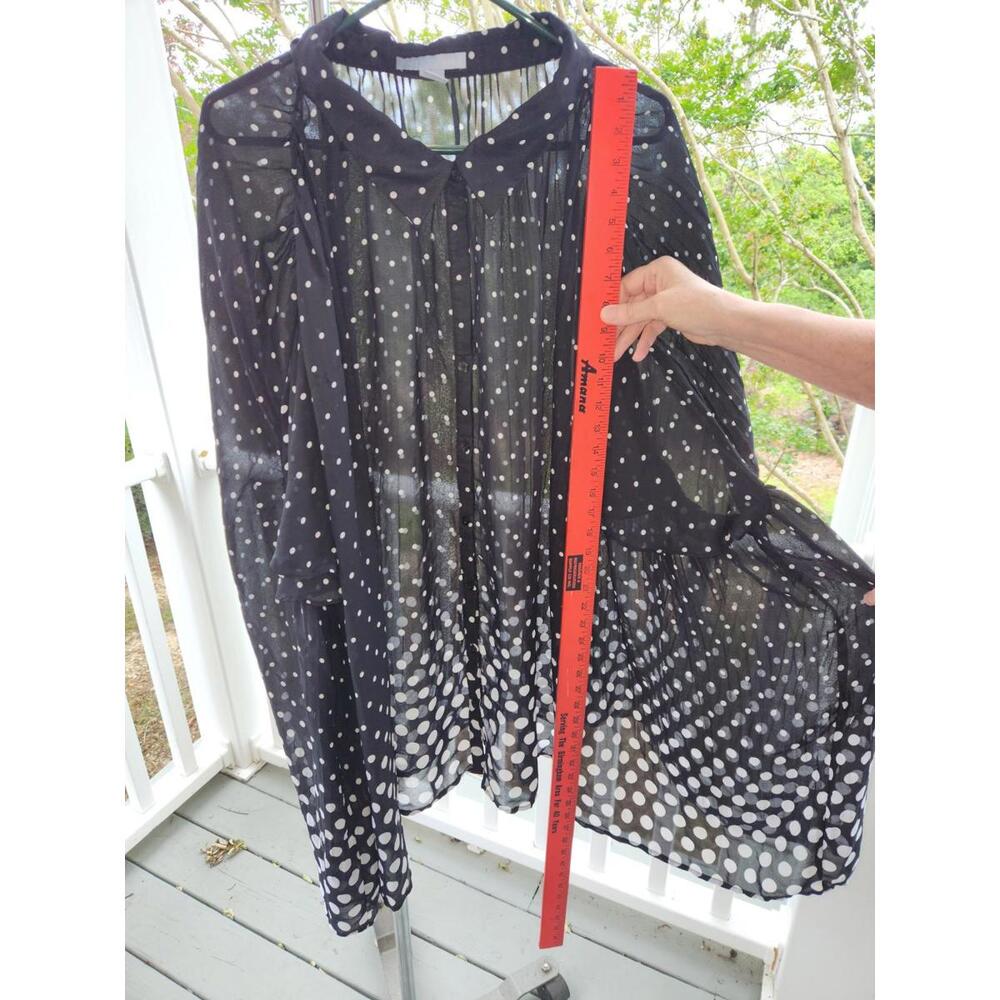 Only Necessities Black Sheer Polka Dot Blouse